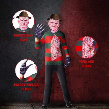 Michael Freddy Jason Halloween Cosplay Costume for Kids Scary Killer Jumpsuit Cosplay with  Mask 4-12 Years