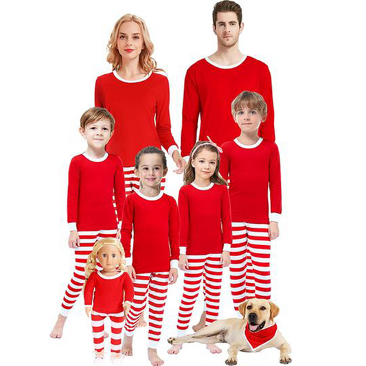 Family Red Striped Matching Pjamas Set