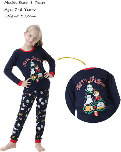 Christmas Family Matching Pajama Red Holiday Pjs Sets Cotton Sleepwear