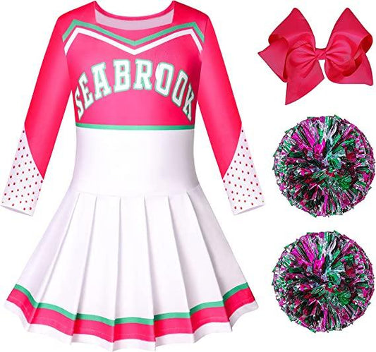 Cheerleader Costume for Girls Zombie Movie Fancy Dress Uniform Cosplay Halloween Party Dress Up with Accessaries 3-12 Years