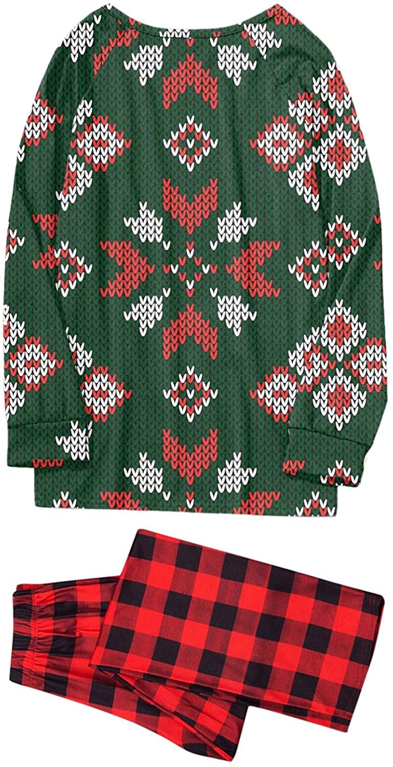 Matching Family Pajamas Sets Christmas PJ's Print Top and Plaid Pants Xmas Sleepwear
