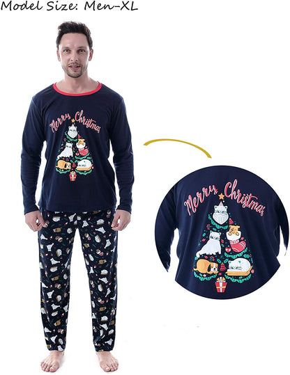 Christmas Family Matching Pajama Red Holiday Pjs Sets Cotton Sleepwear