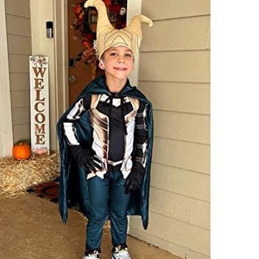 Superhero Costume for Kids Boys Party Jumpsuit Halloween Cosplay with Cape Helmet 5-12 Years