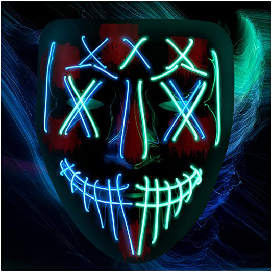 Mask Light Up Halloween Costume Scary Face Decorations