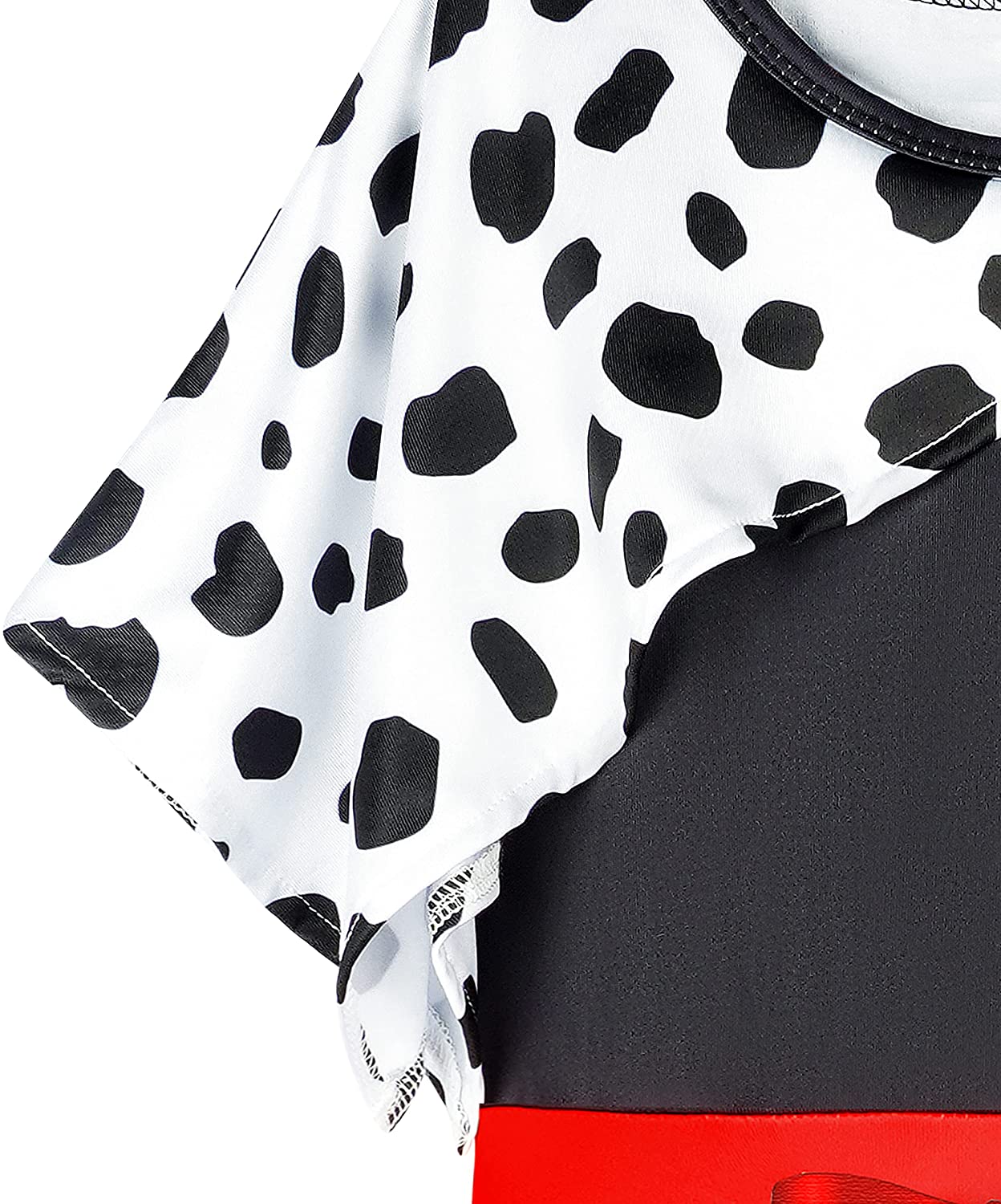 Cruella Deville Costume for Girls Cosplay Dress with Masks Halloween 3-10 Years