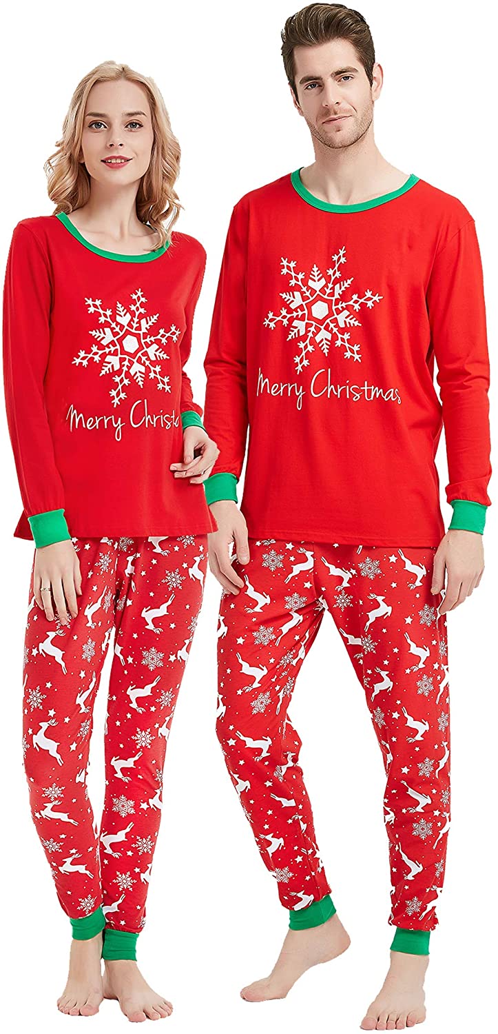 Family Matching Christmas Pajamas Women Cotton Jammies Men Clothes Sleepwear Long Sleeve Pjs