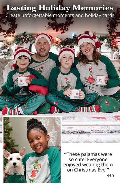 PajamaGram Holiday Grinch Pajamas Soft - Family Christmas Pajamas, Gray