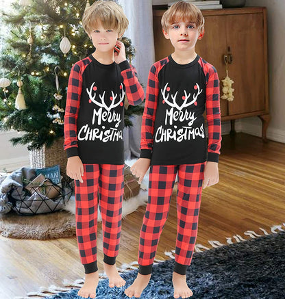 Matching Family Christmas Pajamas Women Men Plaid Deer Sleepwear Elk Clothes Pjs