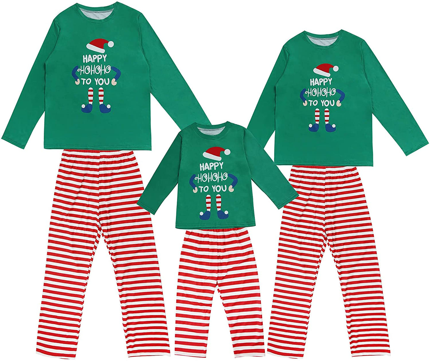 Christmas Matching Family Pajamas Sets Striped Long Sleeve Gift Festival Style Comfortable Sleepwear PJs