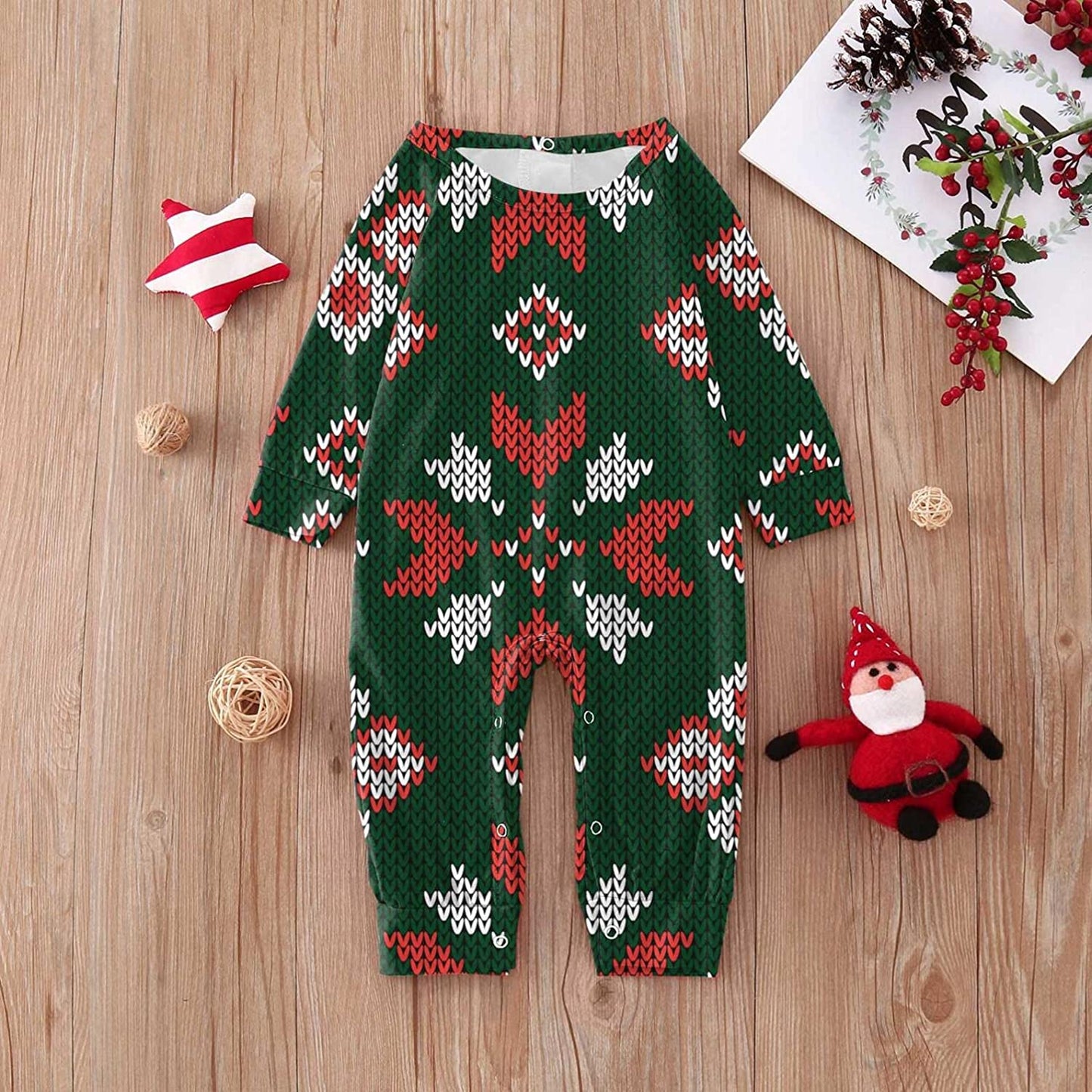Matching Family Pajamas Sets Christmas PJ's Print Top and Plaid Pants Xmas Sleepwear