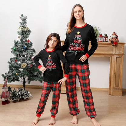 Matching Family Christmas Pajamas Set, Xmas Holiday PJs for Women/Men/Kids/Couples, Letter Printed Loungewear Sleepwear