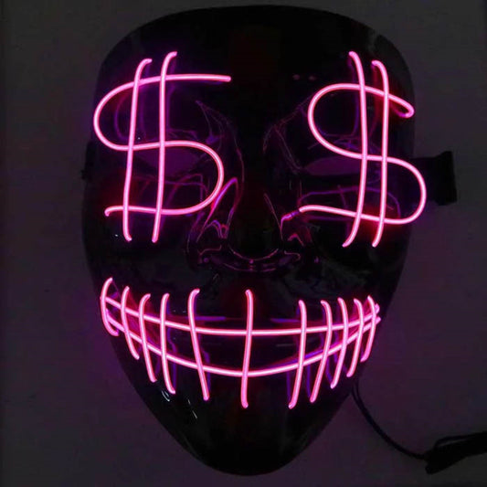 Led Glowing Mask Halloween Funny Scary Face Mask