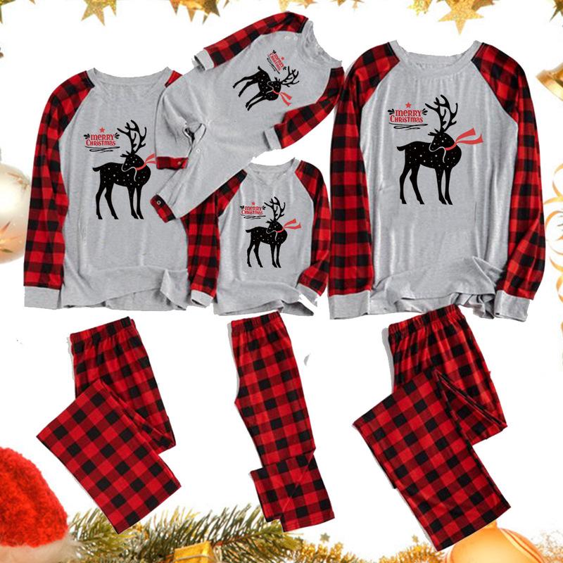 Family Christmas Gray Deer Printing Pajama Set