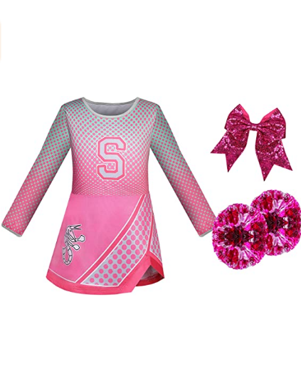 Zombies Costume Cheerleader Toddler Long Sleeve Rose Dress