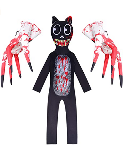 Boys Cartoon Scary Cat Costume Horror Monster Halloween Cosplay Jumpsuit