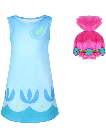 Girls Costume Toddler Girls Dress Outfit with Wig for Halloween
