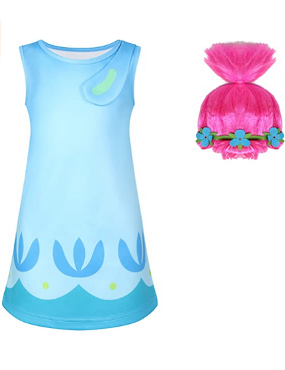 Girls Costume Toddler Girls Dress Outfit with Wig for Halloween