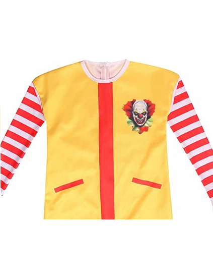 Killer Clown Kids Halloween Costume with Mask Creepy Blood Jumpsuit Bodysuit