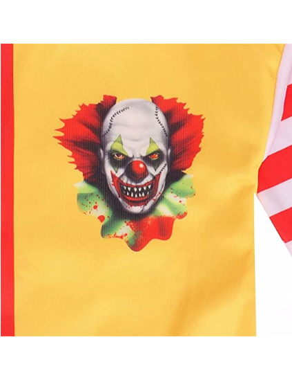 Killer Clown Kids Halloween Costume with Mask Creepy Blood Jumpsuit Bodysuit