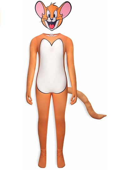 Kids Jerry Costumes Classic Cartoo Mouse Jumpsuit Halloween Cosplay Bodysuit