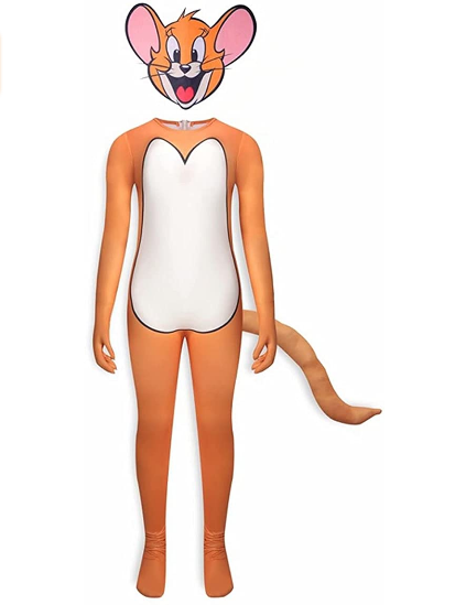 Kids Jerry Costumes Classic Cartoo Mouse Jumpsuit Halloween Cosplay Bodysuit