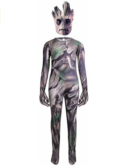 Boys Groot Costume Guardians Jumpsuit Halloween Cosplay Dress Up Tree Bodysuit