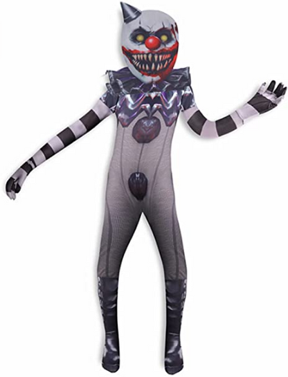 Kids Clown Gremlins Costume Scary Game Jumpsuit for Halloween Dress Up Party