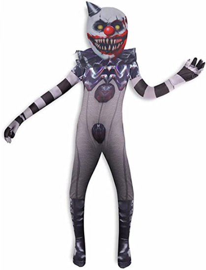 Kids Clown Gremlins Costume Scary Game Jumpsuit for Halloween Dress Up Party