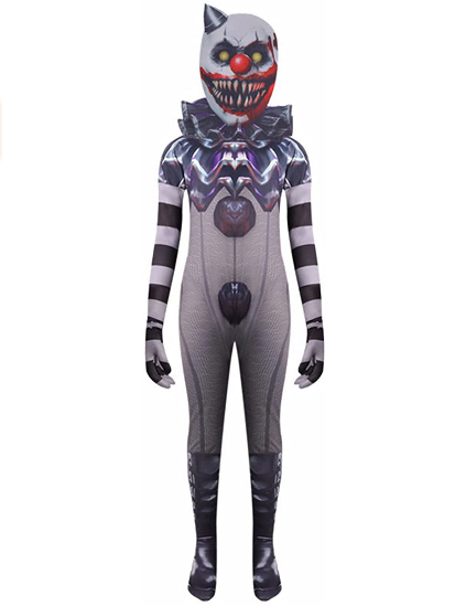 Kids Clown Gremlins Costume Scary Game Jumpsuit for Halloween Dress Up Party