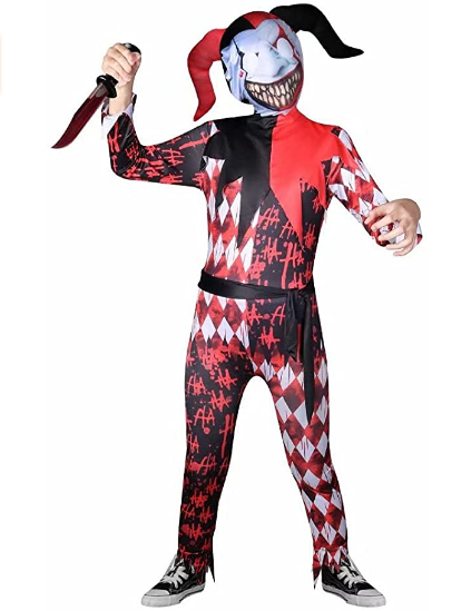 Killer Clown Costume Scary Halloween Jumpsuit With Mask