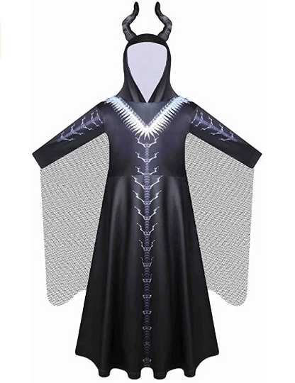 Vampire Witch Costume Cosplay Devil Horns Dress