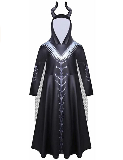 Vampire Witch Costume Cosplay Devil Horns Dress
