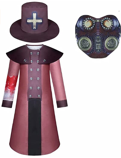 Halloween Costume Steampunk Bird Mask Long Robe Cape Outfit