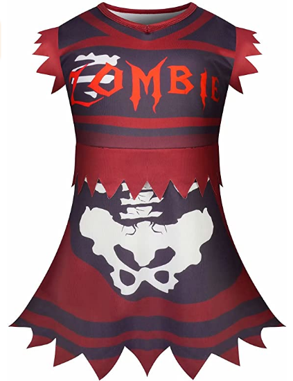 Skeleton Cheerleader Halloween Costume Toddler Red Dress
