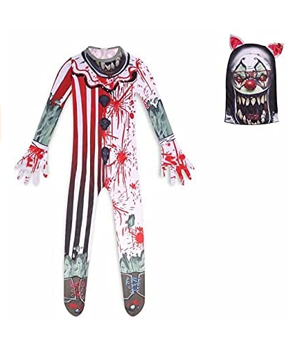 Killer Clown Costumes Scary Blood Devil Jumpsuit