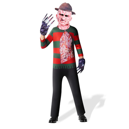 Michael Freddy Jason Halloween Cosplay Costume for Kids Scary Killer Jumpsuit Cosplay with  Mask 4-12 Years
