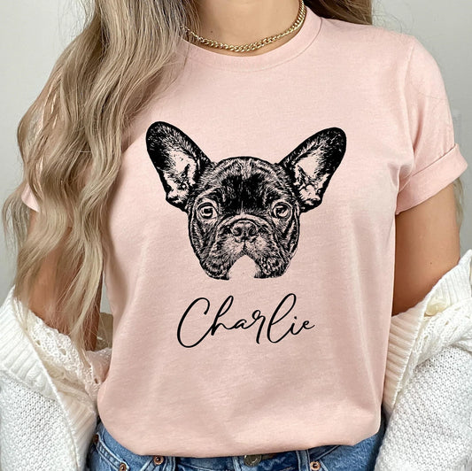 {NEW ARRIVAL}Custom Dog Face T-Shirt, Personalized Dog Face Tee, Custom Dog Name, Personalized Dog Mom Shirt, Dog Lovers Shirt, Dog Name Shirt