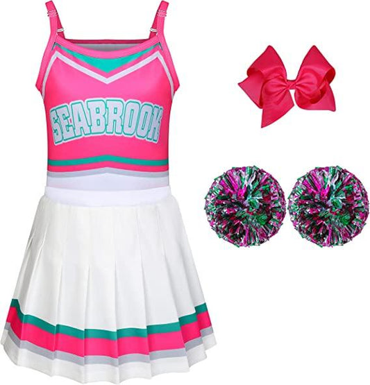 Cheerleader Costumes for Girls Girls Costumes Toddler Girls Outfit Fancy Dress Cosplay for Halloween Party Birthday Gift Rose