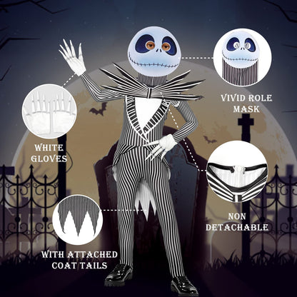 Jack Costume Kids Christmas Halloween Costume Boys Halloween Costume Cosplay Outfit with Mask and Gloves 4-12 Years